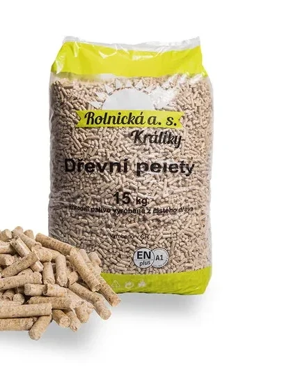 Drevené pelety Rolnická a.s. Králíky ENplus A1 Ø8 mm / paleta 990 kg (66 × 15 kg)