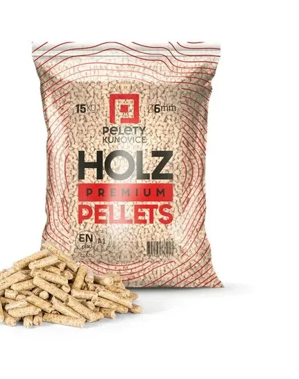 Drevené pelety Kunovice HOLZ Premium ENplus A1 / polpaleta 525 kg (35 × 15 kg)