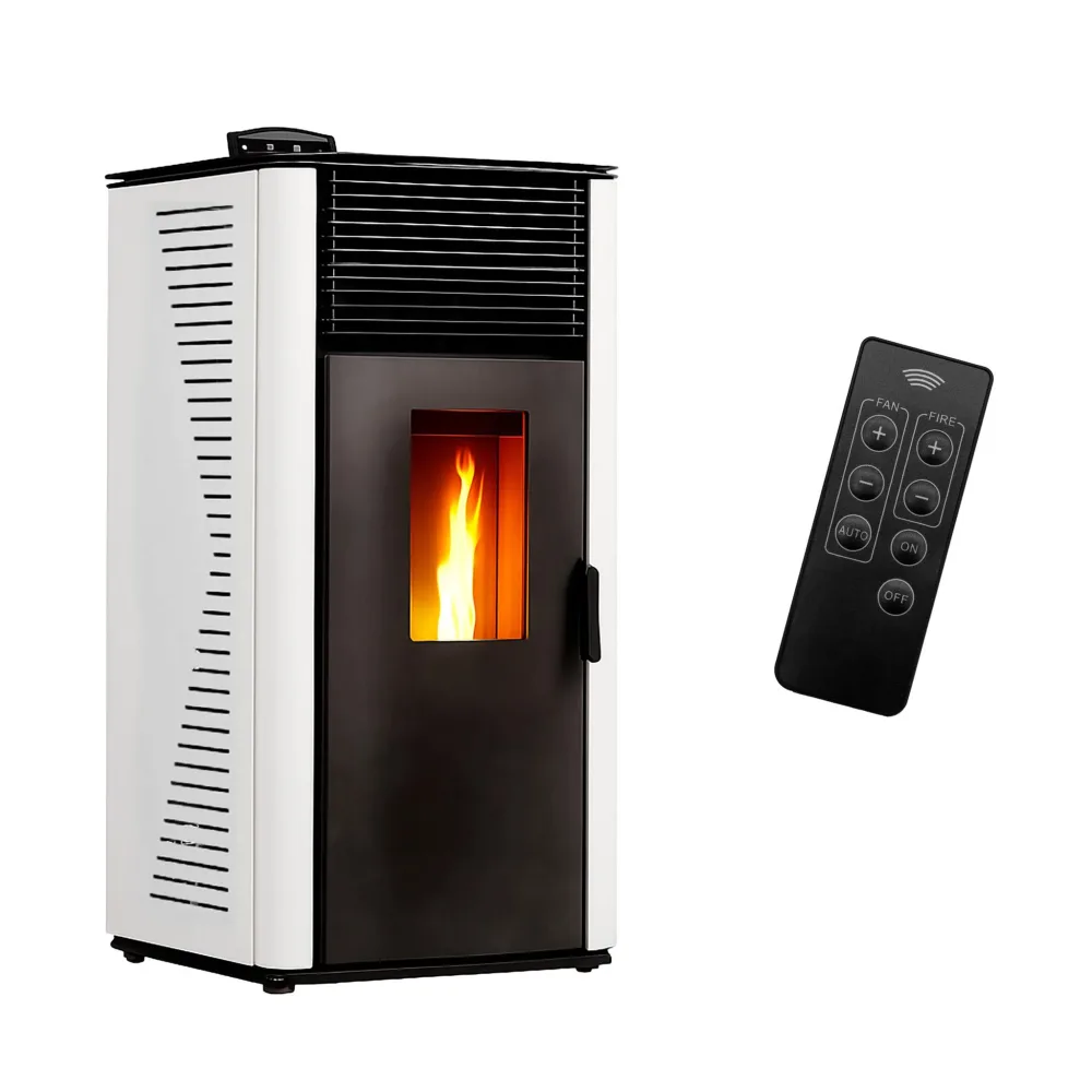 Kachle na pelety Anita 12 kW – biele, teplovzdušné