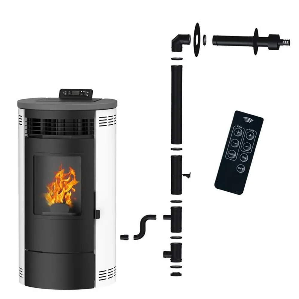 Kachle na pelety Flavia 15 kW – biele, teplovzdušné
