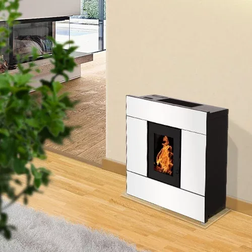 Kachle na pelety EMAFLAM SYLA 9 kW – biele